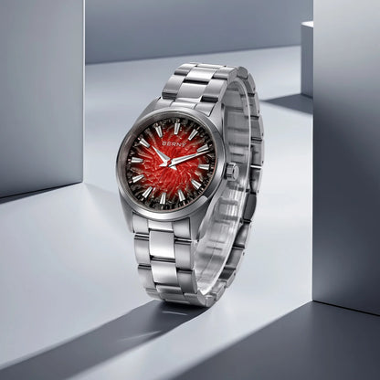 BERNY men’s watch – Quartz watch, sapphire crystal, luminescent hands, water-resistant to 10 ATM, made entirely of stainless steel – Elegant and casual style, ideal for everyday wear or professional occasions