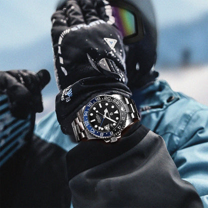 Relógio PAGANI DESIGN 40MM GMT para Homem, Luxo, Safira AR, Mecânico, Luneta em Cerâmica, Automático, 100M à Prova de Água, Relógio para Oferta