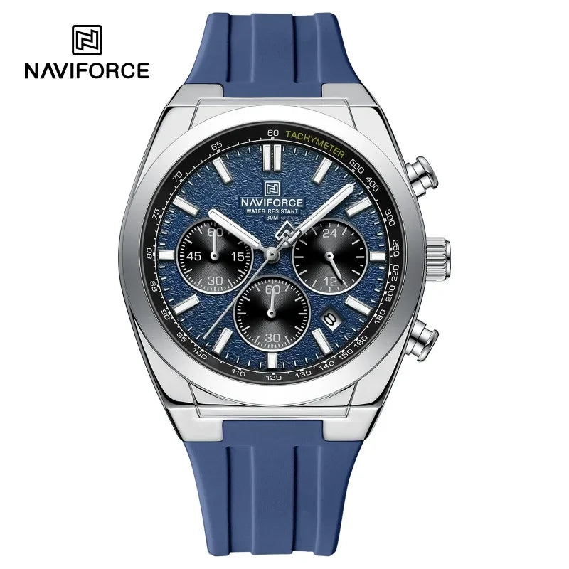 NAVIFORCE men’s wristwatch – Luxury and sporty style, quartz movement, 24-hour display, date window, chronograph, water-resistant – Gift idea for men
