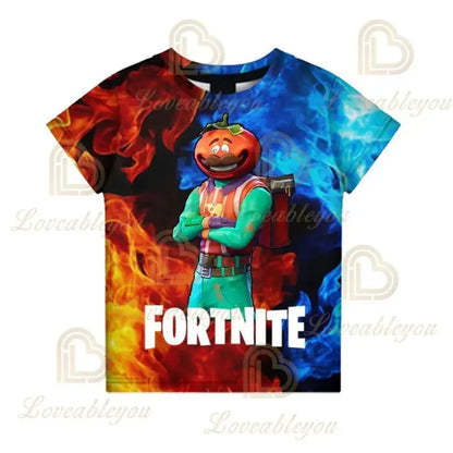 New Fortnite Summer T-Shirt Boys Cartoon Cute Tee Short Sleeve Shirt Men Women Children T-shirts Teenager Tee Streetwear Tops
