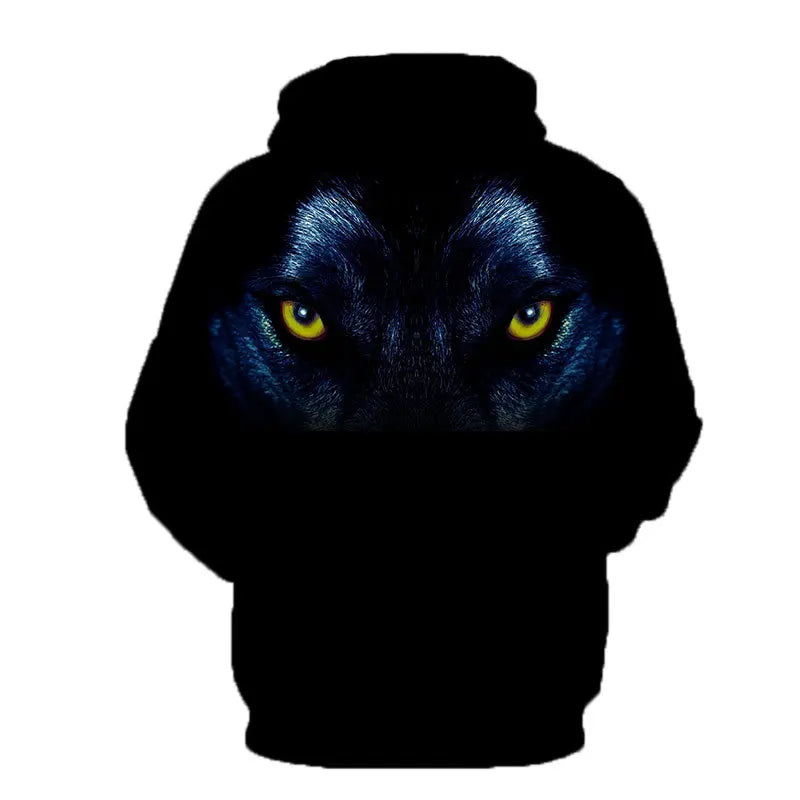 Herren-Hoodie mit Wolf-Grafik, 3D-Print, Outdoor- und Streetwear-Design, Kapuze und Fronttasche