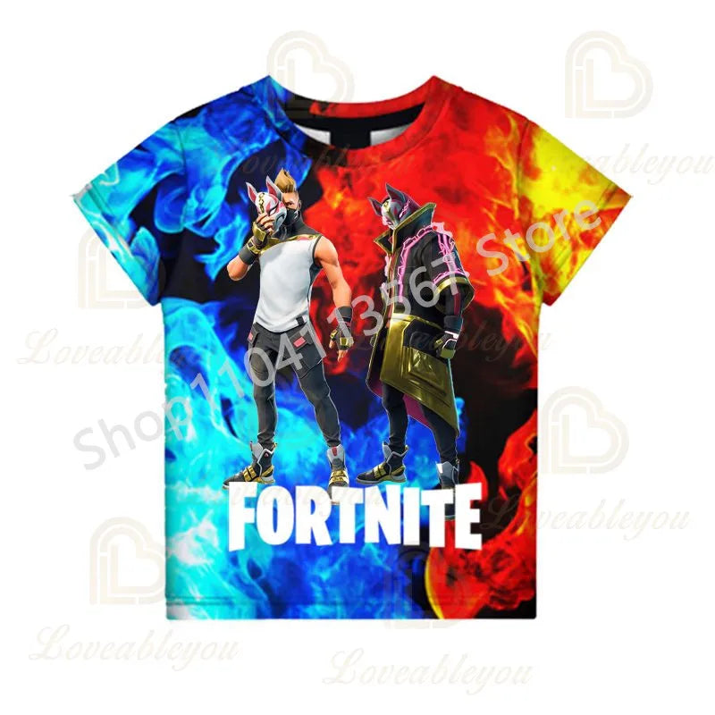 Youth F-Fortnited T-Shirt Battle Game Adults Short Sleeve Summer Tees for Teen Boys and Girls