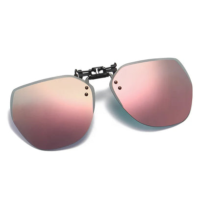 KLASSNUM Men Polarized Clip On Sunglasses Women Flip Up Sunglasses Square Cut Edge Lenses Driving Night Vision Fishing Goggle