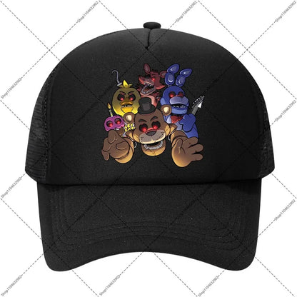FNAF beisbolo kepurė „Five Nights at Freddy’s“ unisex kepurės nuo saulės su animacinių filmų ir anime motyvais, berniukams ir mergaitėms skirtos mados kepurės, gimtadienio šventės dovanos