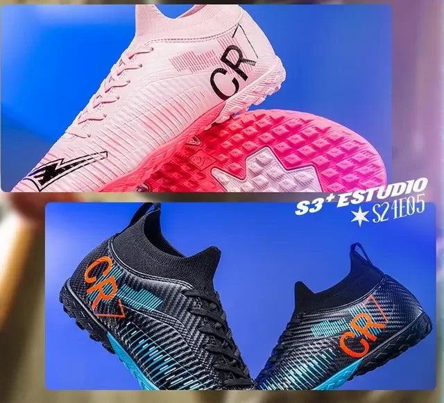 Scarpe da calcio per bambini antiurto sulla punta, chiusura con lacci, tacchetti corti antiscivolo, resistenti all’usura e traspiranti, per partite su erba all’aperto