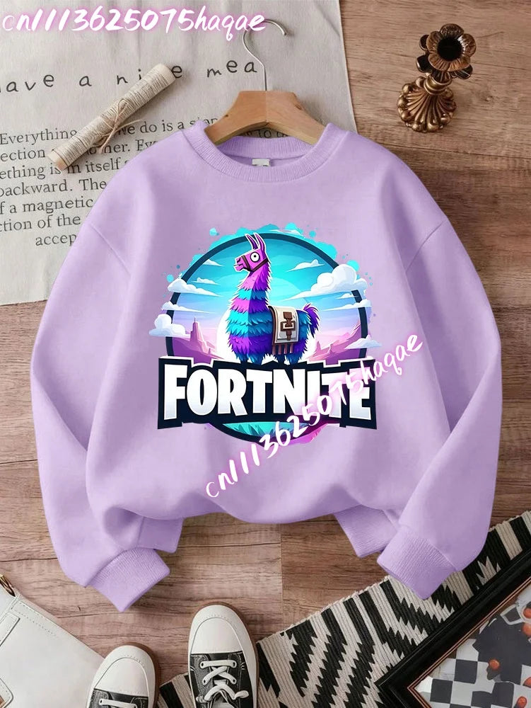 Sweatshirts Fortnite Series para Criança, Modernas para Rapazes e Raparigas, Tops Pullover de Manga Comprida para Outono/Inverno, Roupa Infantil Cartoon, Presentes de Aniversário