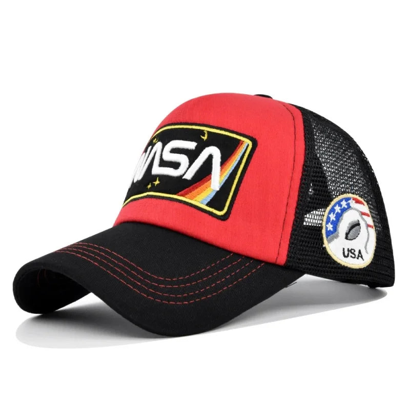 Wysokiej jakości czapka baseballowa 3D z haftem NASA, letnia czapka z siateczki w stylu color block, męska i damska czapka typu duckbill do noszenia na co dzień na świeżym powietrzu
