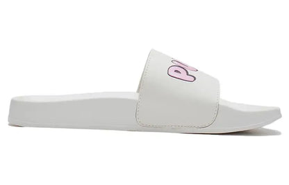 Baskets Puma Leadcat 2.0 Logo Slide blanches, couleur Whisper White, Prism Pink, noir, 387234-01