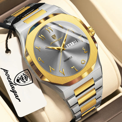 POEDAGAR luxury men’s quartz watch, water-resistant, stainless steel, men’s watch, day-date, business watches for men, Reloj Hombre