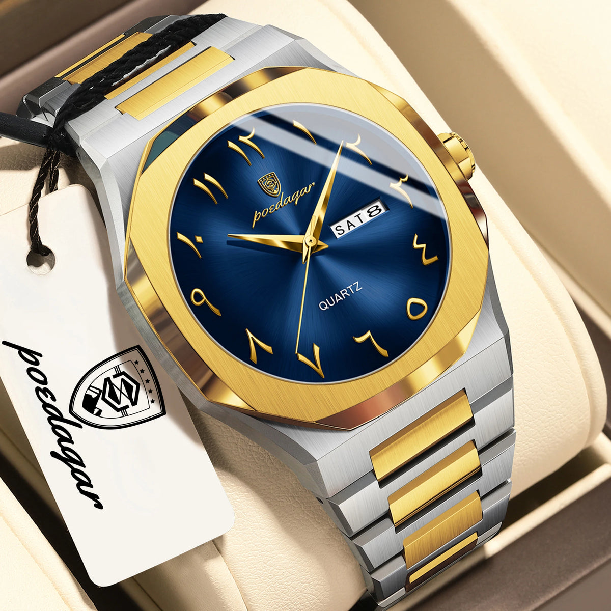 POEDAGAR luxury men’s quartz watch, water-resistant, stainless steel, men’s watch, day-date, business watches for men, Reloj Hombre