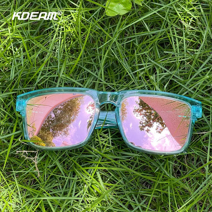 KDEAM Unisex Square Sunglasses Polarized Flash With Stylish Mirrored Pink Sun Glasses New Colors KD332