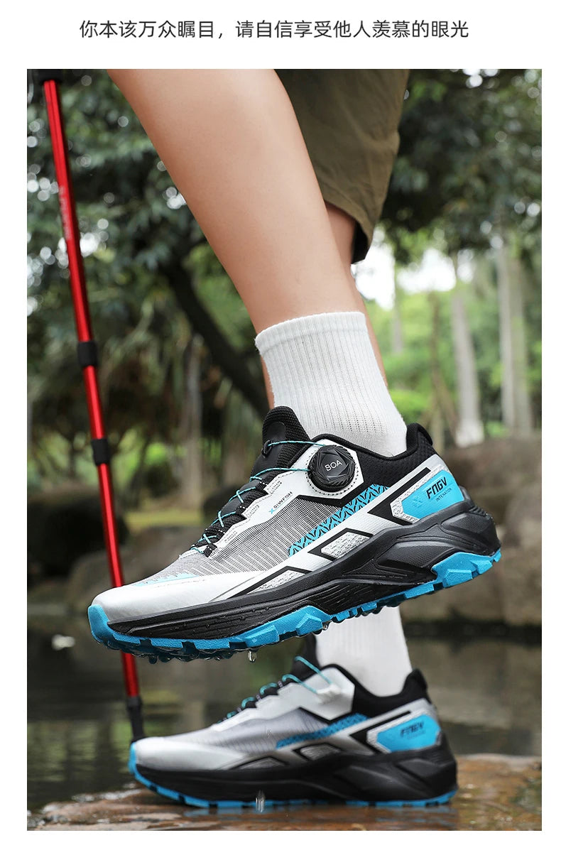 Spring & Summer Men's Running Shoes Outdoor Hiking, Wear-Resistant Trail Shoes with BOA Closure, Breathable Sports & Casual Style