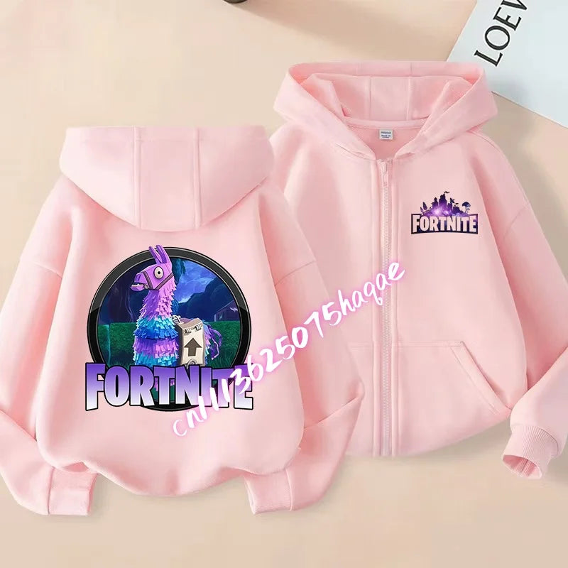 New Fortnite Child Zip-Up Hoodie Cartoon Anime Hoodies Casual Breathable Kids Boys Coat Jackets 2026 Spring Children Clothing