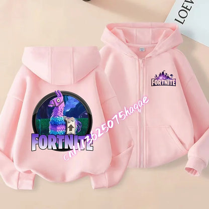 New Fortnite Child Zip-Up Hoodie Cartoon Anime Hoodies Casual Breathable Kids Boys Coat Jackets 2026 Spring Children Clothing