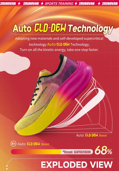 IRUNSVAN Men Professional Marathon Running Shoes Nylon Carbon Plate Road Sports Shoes Lightweight Women Trainers Sport Sneakers