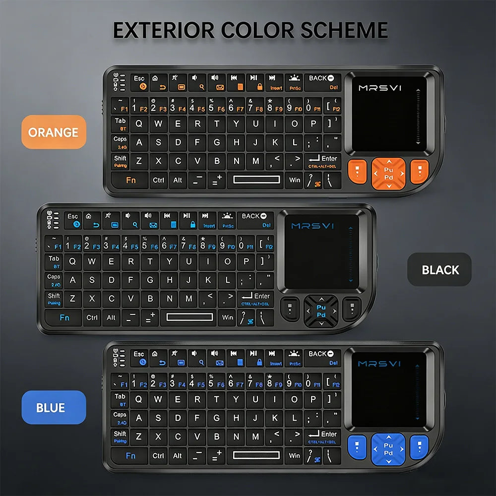 MRSVI Mini-Tastatur A8 PLUS, beleuchtete 2.4GHz- & Bluetooth5.0-Wireless-Tastatur mit Touchpad für Android TV Box, Mac, Laptop, Windows