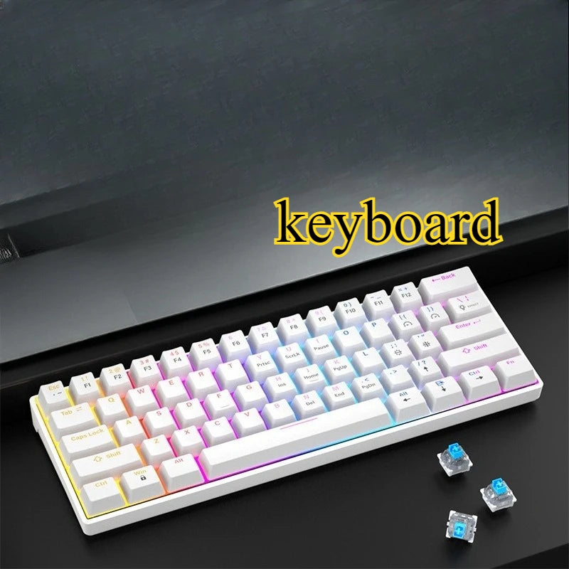 Wired Mechanical keyboard gaming 60 clavier blanc key board office all white tastiera meccanica teclado blanco gamer teclados