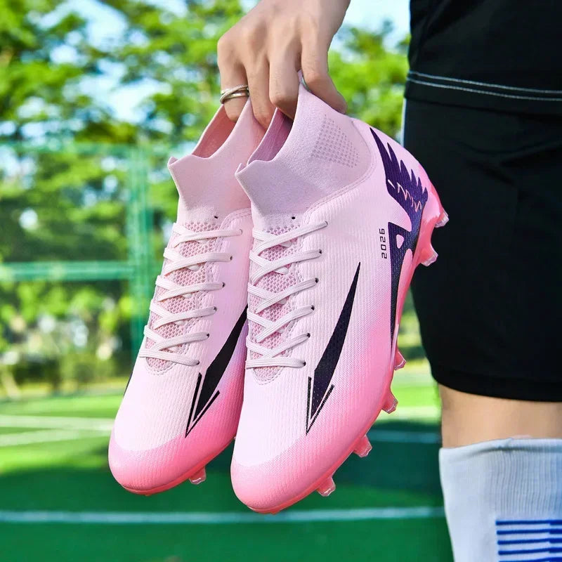 Nouvelles chaussures de football pour hommes, chaussures de sport d'extérieur, ultra-légères, de haute qualité, à cheville haute, chaussures de football en salle antidérapantes, futsal antidérapant.