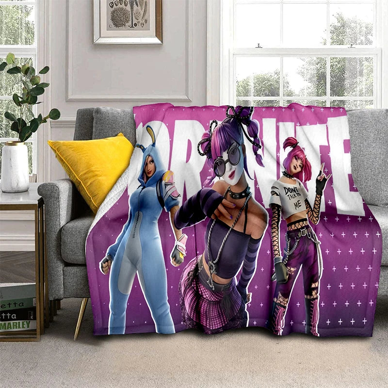 Coperta in flanella 3D F-Fortnites Cartoon Game, morbida e calda, per camera da letto, soggiorno, letto, viaggio, campeggio, picnic e regalo