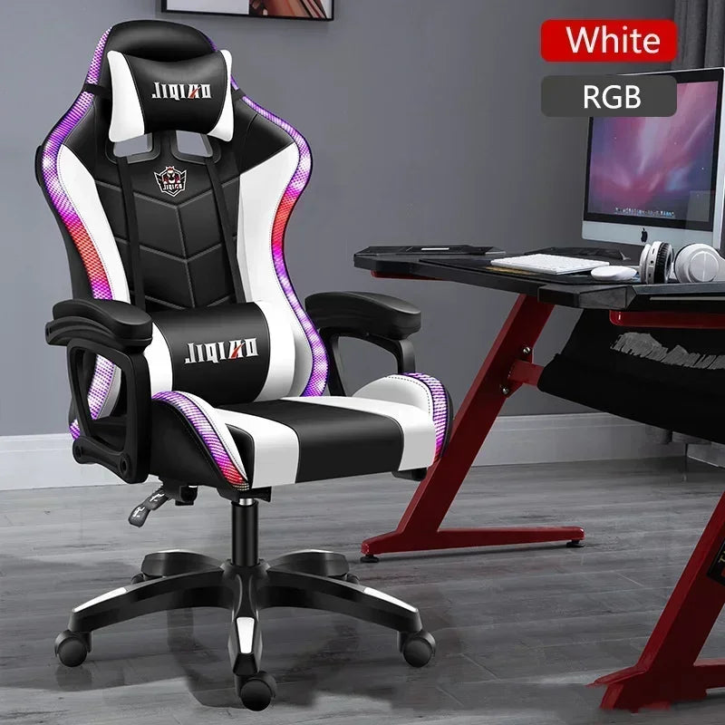 Ergonomic Gaming Chair with Massage Function, RGB Light Swivel Recliner Office Chair, Adjustable High Quality Computer Gamer Chair