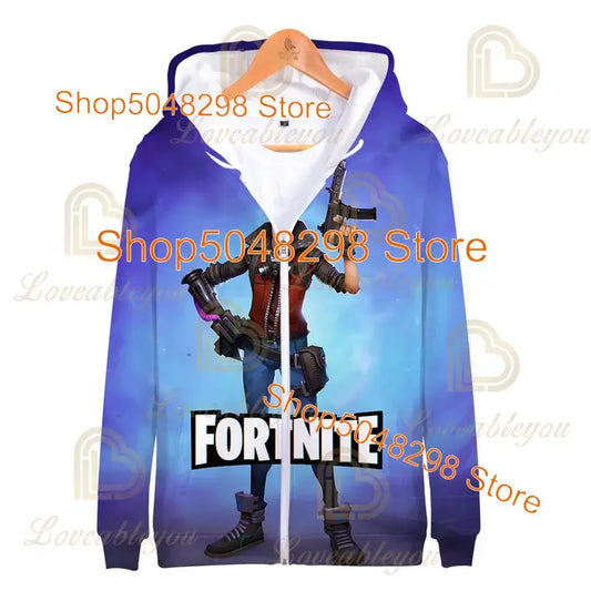 Fortnite Adults Kids Wear Kids Zipper Hoodies Game 3D Print Boys Girls Harajuku Sweatshirt Long Sleeve Tops Teen Clothes