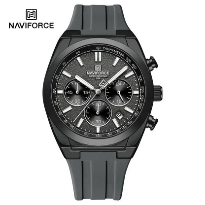 NAVIFORCE men’s wristwatch – Luxury and sporty style, quartz movement, 24-hour display, date window, chronograph, water-resistant – Gift idea for men