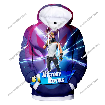 Fortnite 2024 Kinder-Sweatshirt mit digitalem 3D-Druck, Hoodie als Pullover-Jacke für Herren und Damen, langärmelig, Kindergeschenk