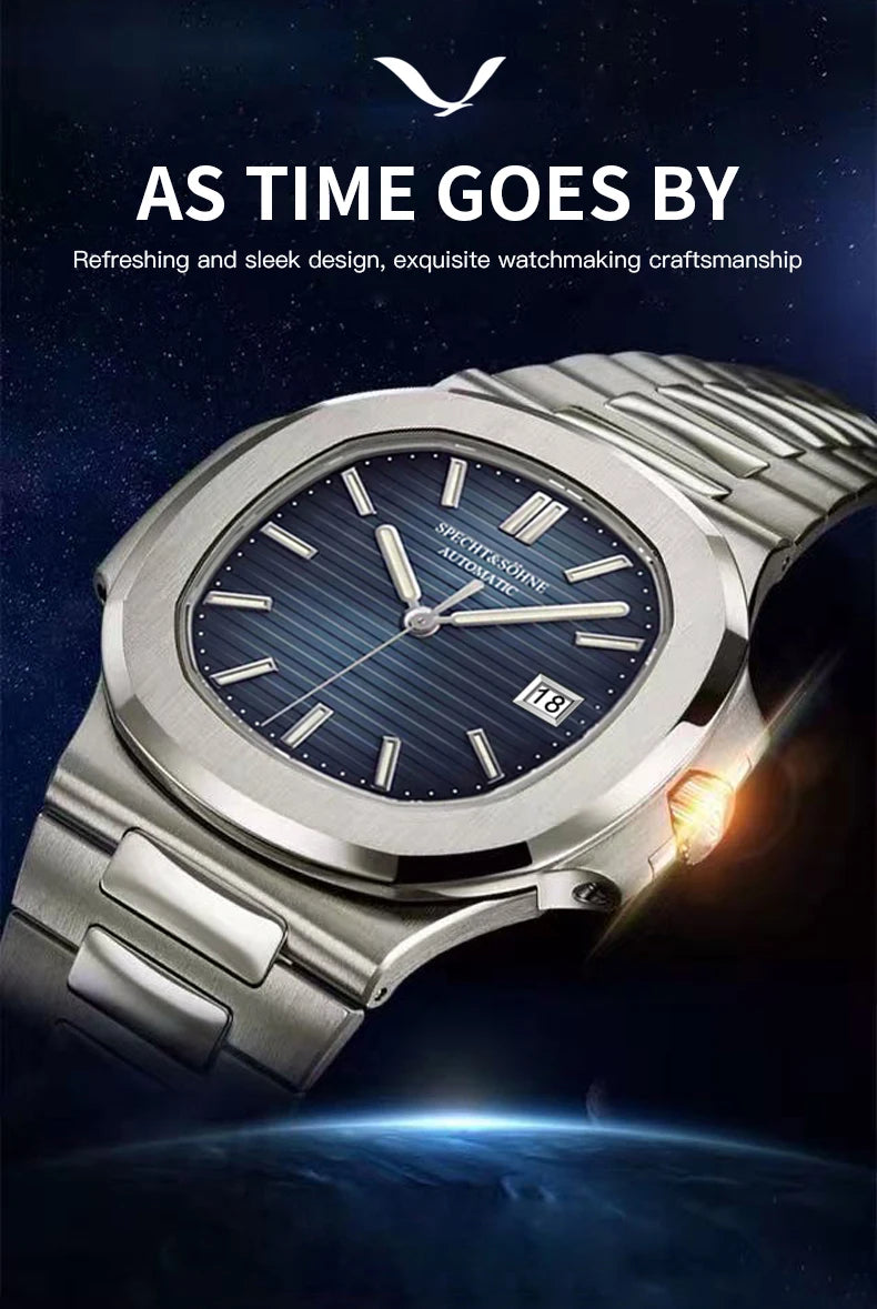 Specht&Sohne 2025 Nuevo reloj clásico de lujo para hombre, reloj automático para hombre en acero inoxidable con zafiro, 8215 reloj de pulsera mecánico