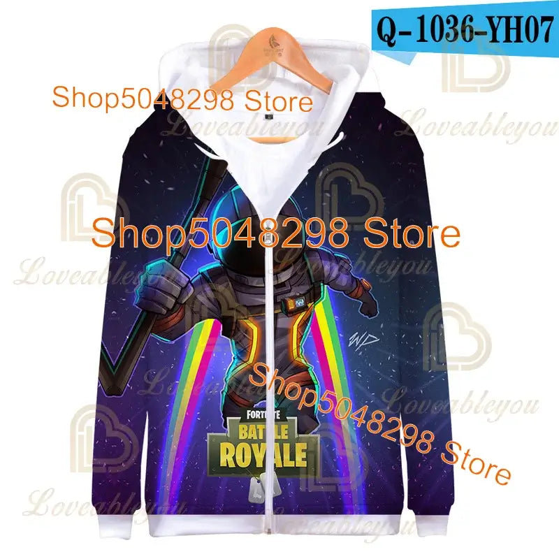 Fortnite Adults Kids Wear Kids Zipper Hoodies Game 3D Print Boys Girls Harajuku Sweatshirt Long Sleeve Tops Teen Clothes
