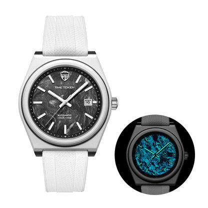 TIME TOKEN Nuovo orologio subacqueo da uomo in fibra di carbonio luminosa da 40mm, automatico meccanico di lusso con calendario, vetro zaffiro, impermeabile 100m