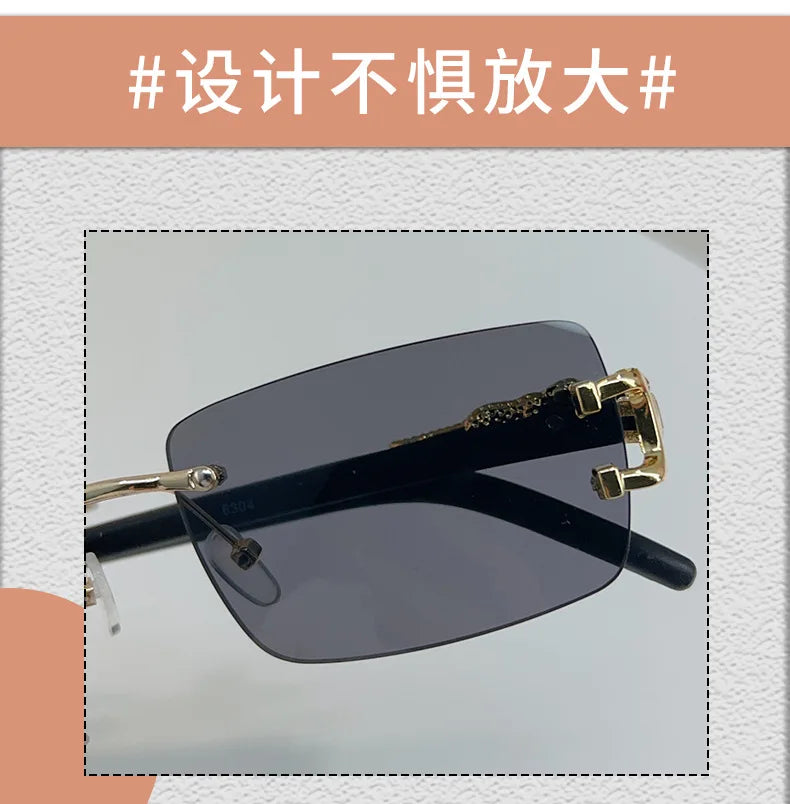 1 Pc Fashionable Women Men Sunglasses Frameless Rectangular Personalized Sunglasses for Daily Life Vintage Sun Glasses