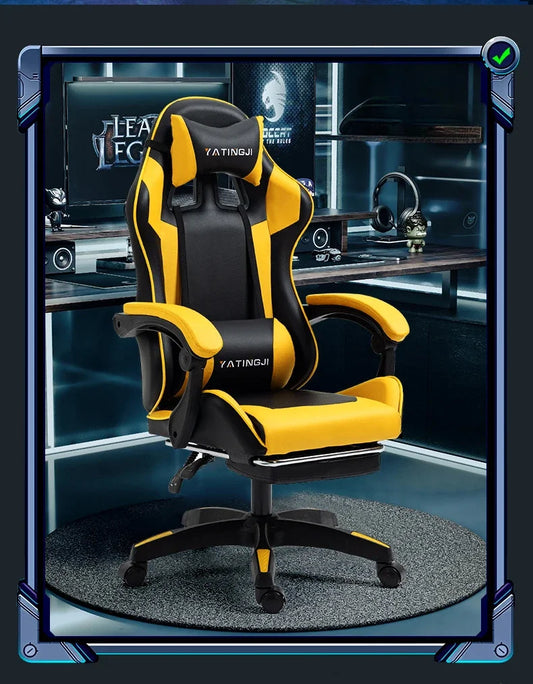 Chaise de Jeu Ergonomique et Confortable en Cuir, Siège Inclinable, Levage, Dossier Haut, Rotatif, de Course
