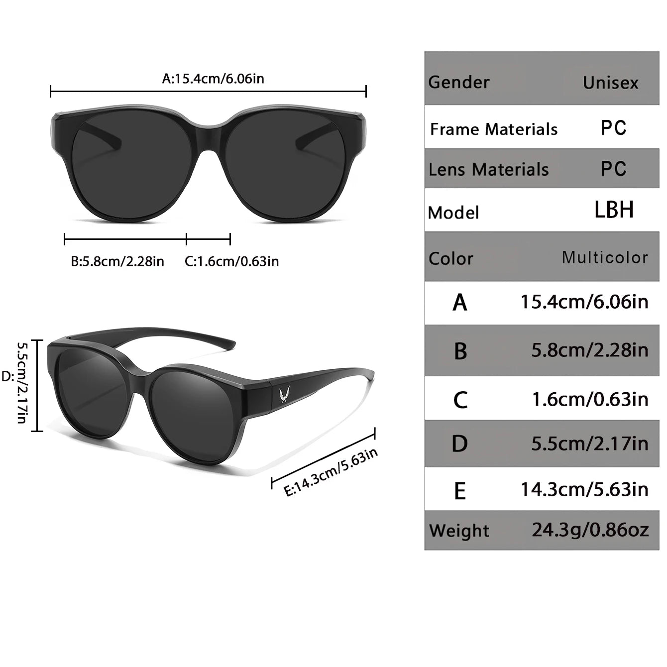 Over Glasses with Box Cover Over Myopia Eyeglasses Unisex Round Shades with UV protection Outdoor Sports Fishing Hiking Cycling