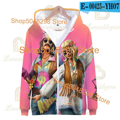 Fortnite Adults Kids Wear Kids Zipper Hoodies Game 3D Print Boys Girls Harajuku Sweatshirt Long Sleeve Tops Teen Clothes