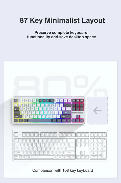 AULA F87 Pro Wireless Mechanical Keyboard 87 Keys Bluetooth 2.4G Wired Gaming Keyboard RGB Hotswap Gamer Non-contact Keyboard