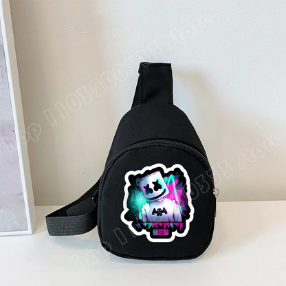 Fortnite Crossbody Bag Game Printed Kids Mini Chest Bag Classic Black Shoulder Bag Wallet Suitable for School Outdoor Activities