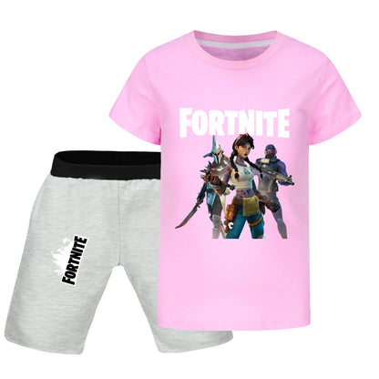 Fortnite Summer Kids Cartoon T-shirts Shorts Two-piece Set Baby Boys Tracksuit Girls Outfits505