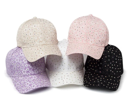 CNTANG vasarinės moteriškos beisbolo kepurės su dirbtiniais deimantais, gėlių siuvinėjimais, moteriškos „snapback“ stiliaus mados dizainerių saulės kepurės, hip-hopo stiliaus Y2K kepurės