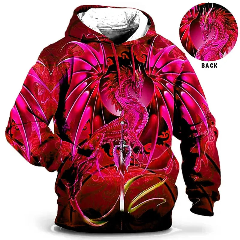 Férfi kapucnis pulóver férfi ruházat 3D-nyomtatott pulóverek szabadtéri viselethez Dragon Fashion Daily őszi hosszú ujjú kapucnis pulóverek