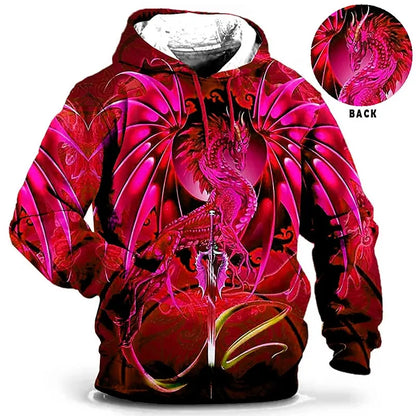 Férfi kapucnis pulóver férfi ruházat 3D-nyomtatott pulóverek szabadtéri viselethez Dragon Fashion Daily őszi hosszú ujjú kapucnis pulóverek
