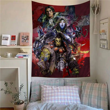 Populärt spel World of Warcraft – stor väggbonad med tryck, billig hippie-väggbonad, bohemiska väggbonader, mandala, heminredning