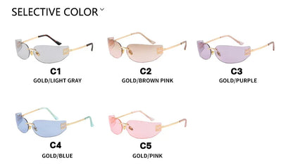 Light Luxury Frameless Curved Metal Sunglasses Personalized Y2k Fashion Women's Sunglasses Outdoor Leisure Vacation Sunglasses