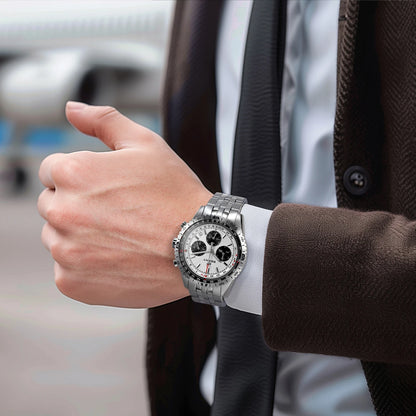 BERNY men’s chronograph watch – Multifunction aviation-style quartz watch, featuring a date display, sapphire crystal and excellent luminescence – Luxury men’s wristwatch