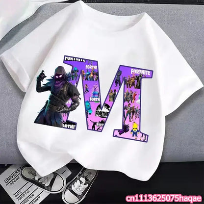 New Fortnites Kids T-shirts Cartoon Letter Graphic T-shirts Boys Girls Summer Casual Sports Short Sleeve Tops Children Clothing