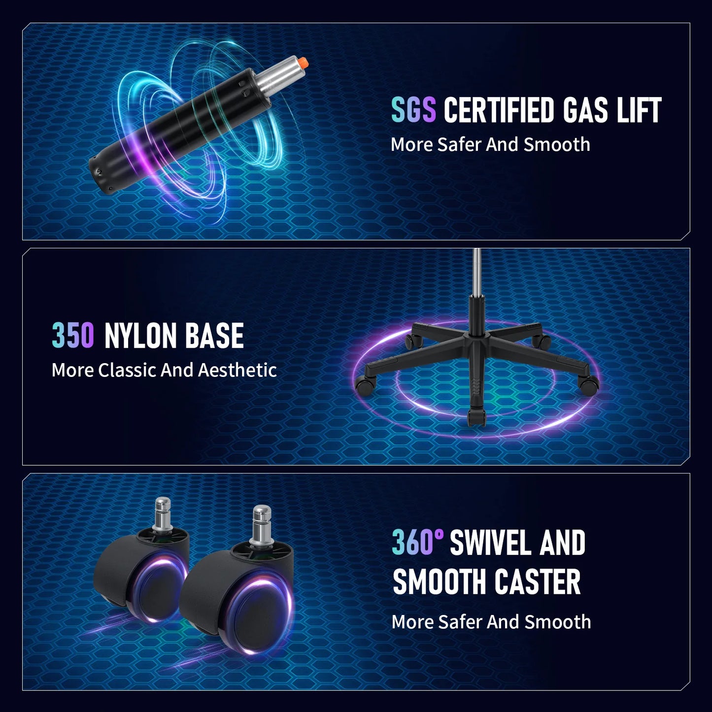 LED Gaming Chair for Children 8-15 Years, Adjustable Gamer Chair with LED Lighting, Footrest & Lumbar Support, Ergonomic PC Chai