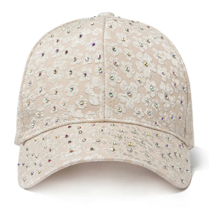 CNTANG vasarinės moteriškos beisbolo kepurės su dirbtiniais deimantais, gėlių siuvinėjimais, moteriškos „snapback“ stiliaus mados dizainerių saulės kepurės, hip-hopo stiliaus Y2K kepurės