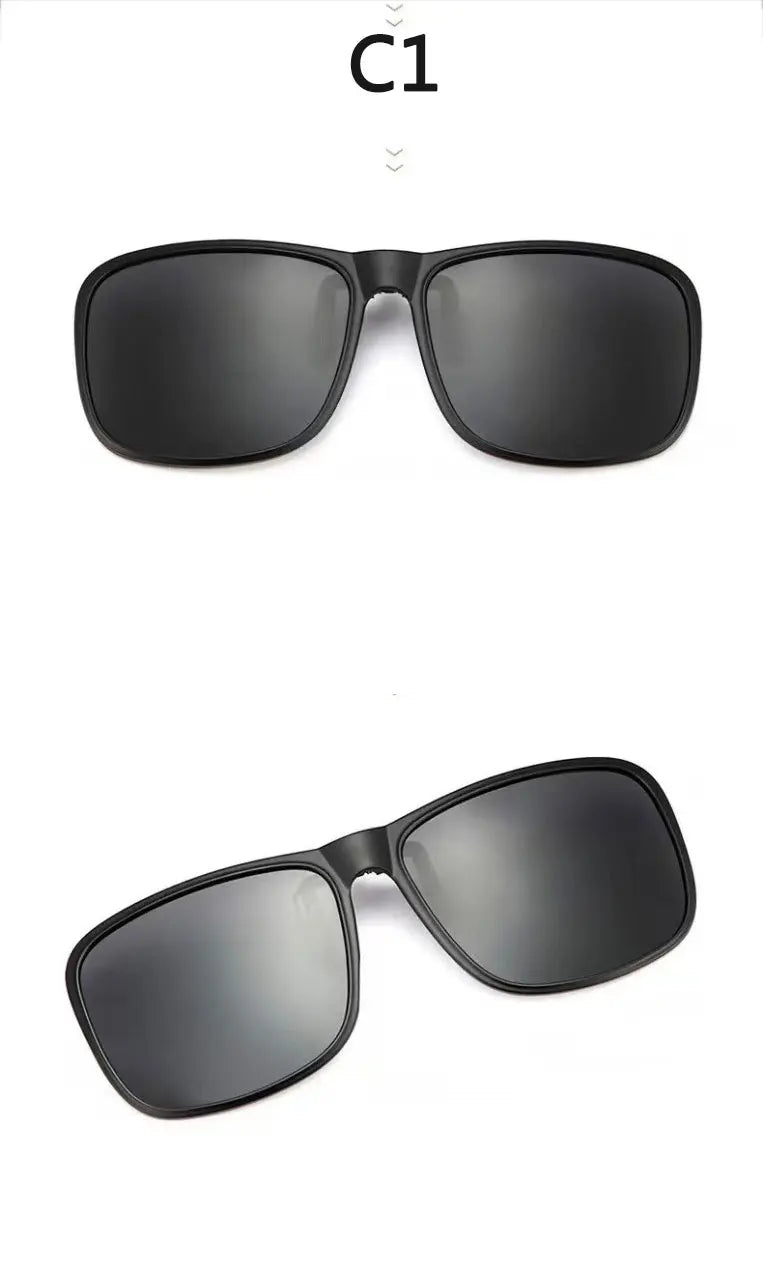 BOYSEEN Polarized Flip Clip Sunglasses Driving Dark UV400 Photochromic Anti Glare Lens Sun Glasses Car Driver Vintage Square