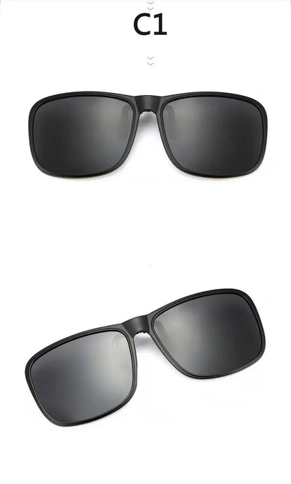 BOYSEEN Polarized Flip Clip Sunglasses Driving Dark UV400 Photochromic Anti Glare Lens Sun Glasses Car Driver Vintage Square