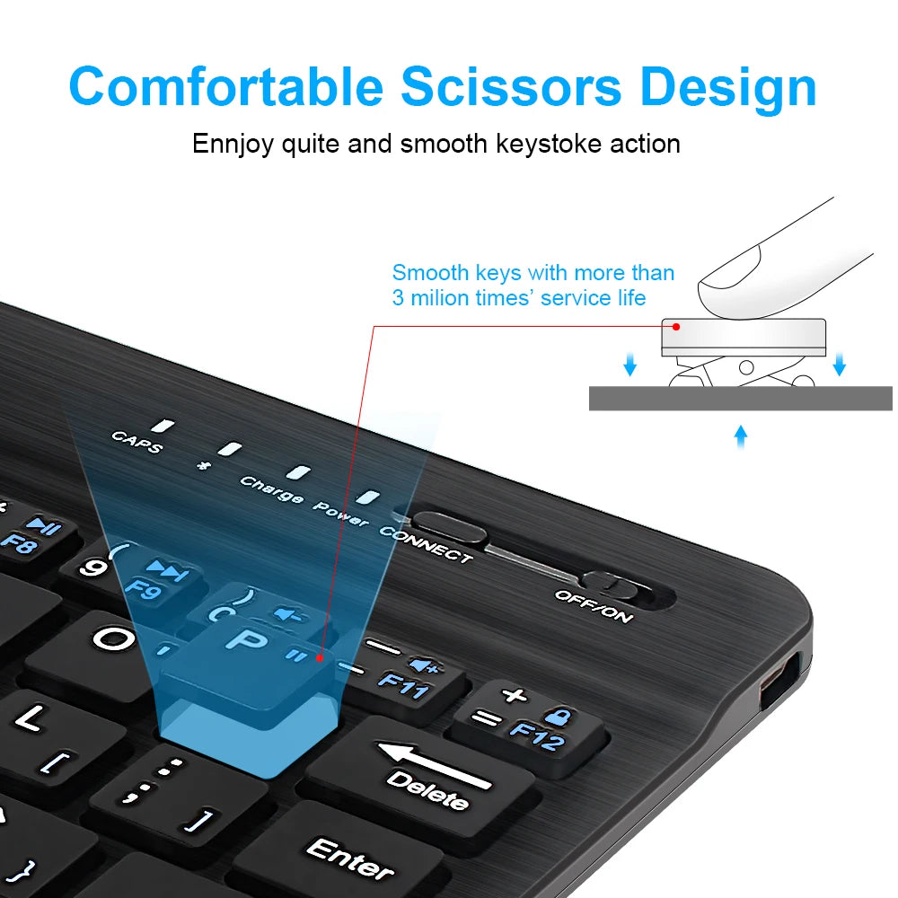 Mini tastiera Bluetooth RGB, tastiera wireless da 10 inch retroilluminata con touchpad, per iOS, Android, Windows e iPad