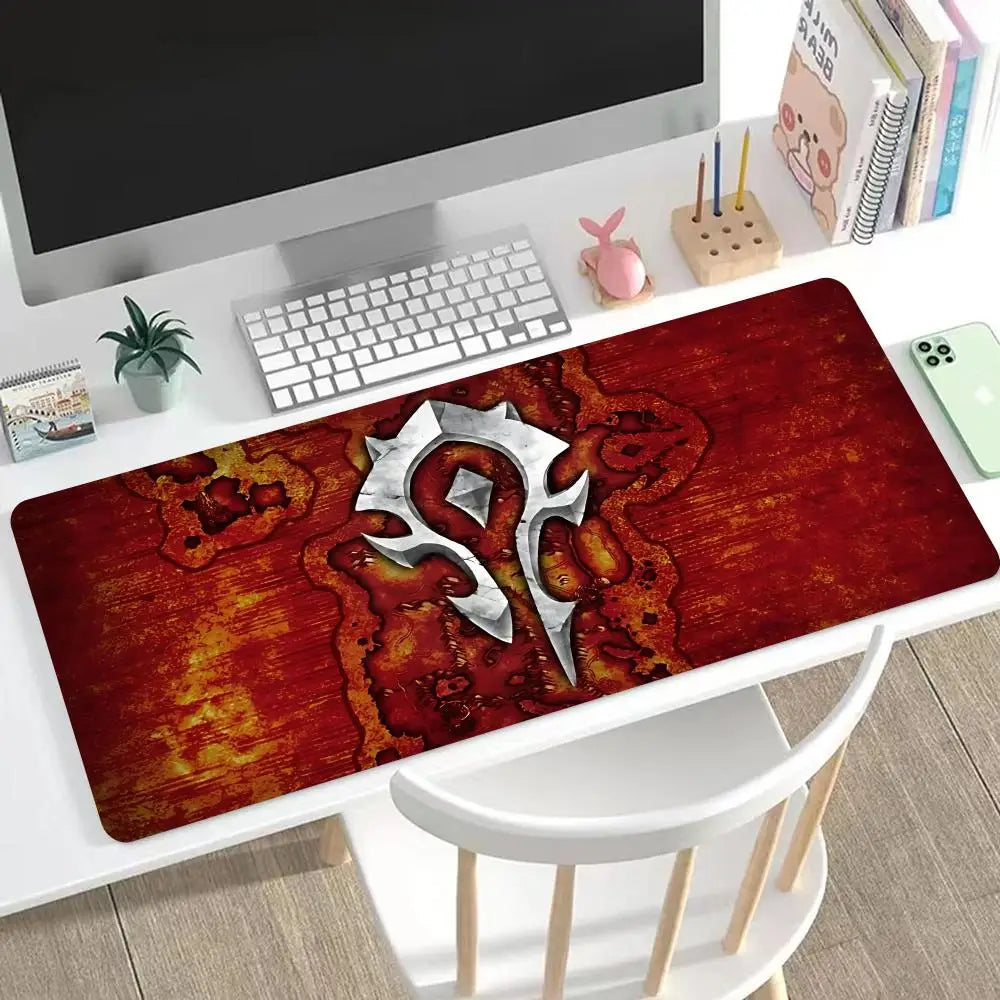 World of Warcraft Anime XXL gaming-musemåtte-skrivebordsunderlag med låst kant, tastatur- og musemåtte til kontor, gamer-computertilbehør HYBXXC